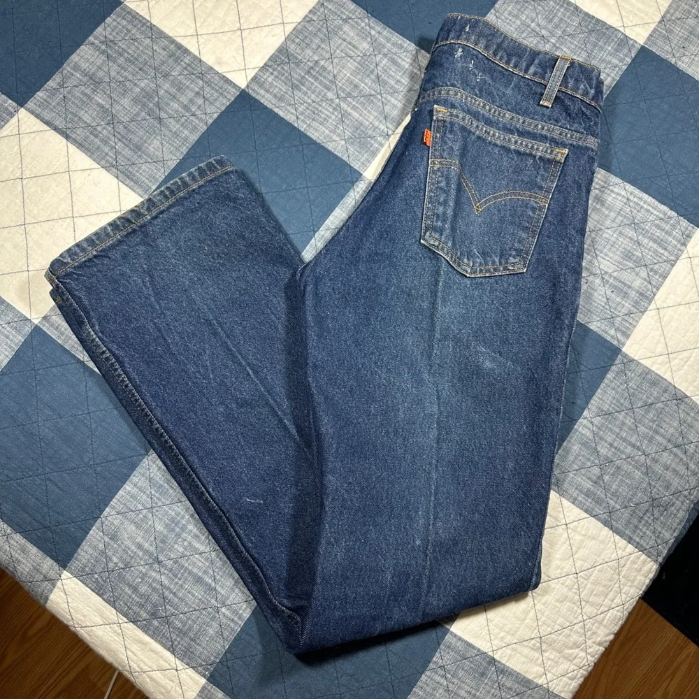 Vintage 90s Levis 517 Orange Tab Bootcut Jeans Mens 33x32 Blue Denim Made in USA